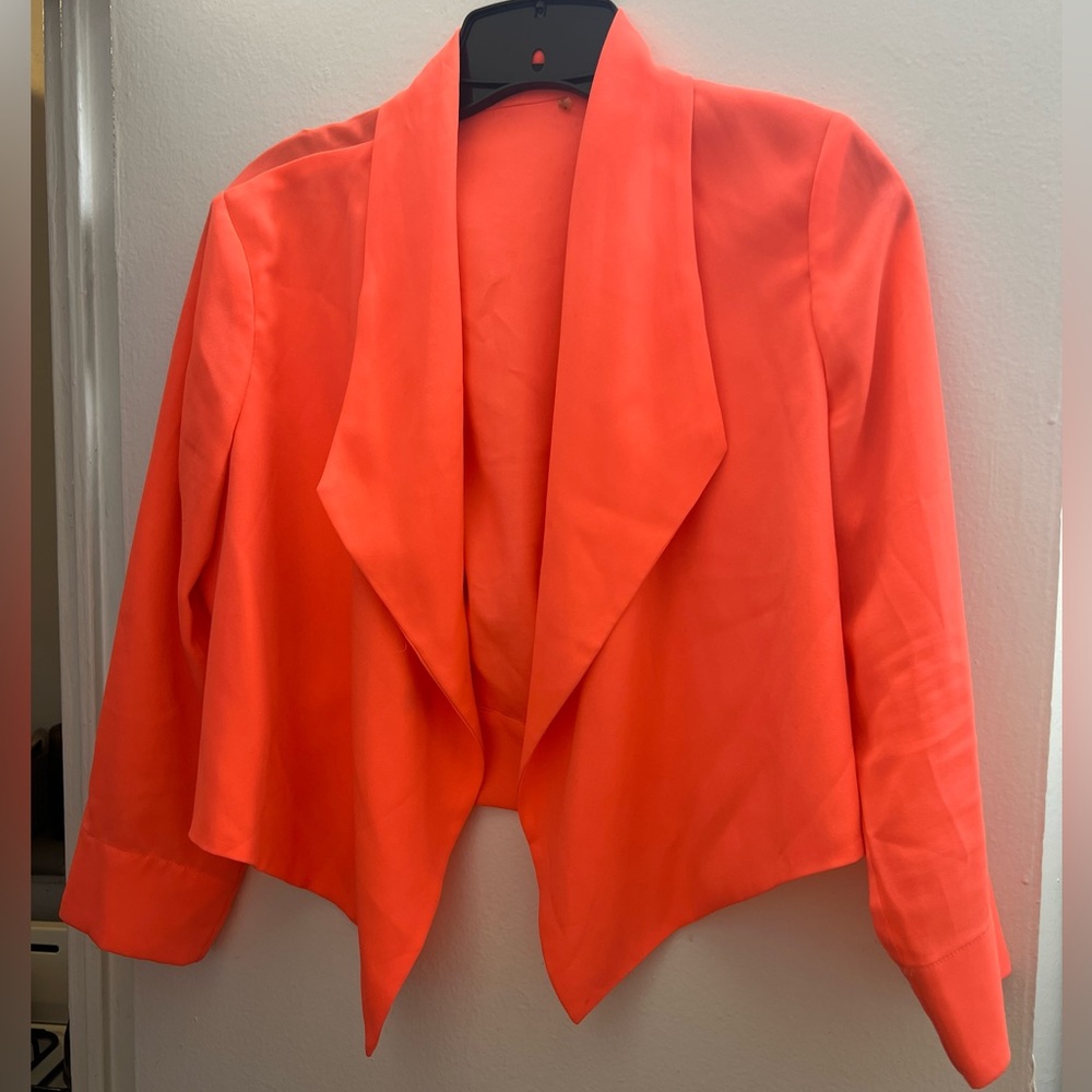 Tahari Neon Cropped Drape Front Jacket